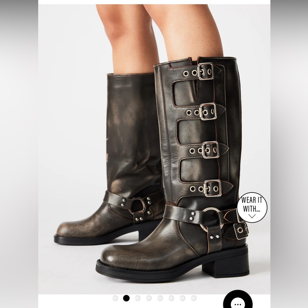 Steve Madden Rocky Distressed Knee High Moto Boots